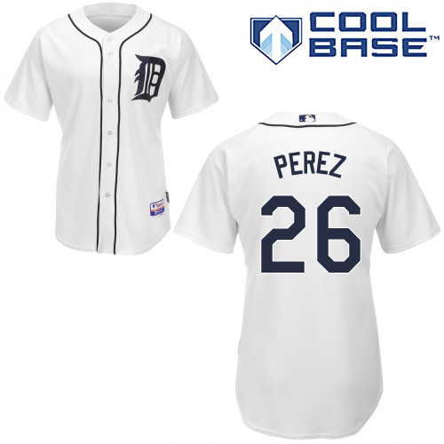 Hernan Perez #26 MLB Jersey-Detroit Tigers Men's Authentic Home White Cool Base Baseball Jersey